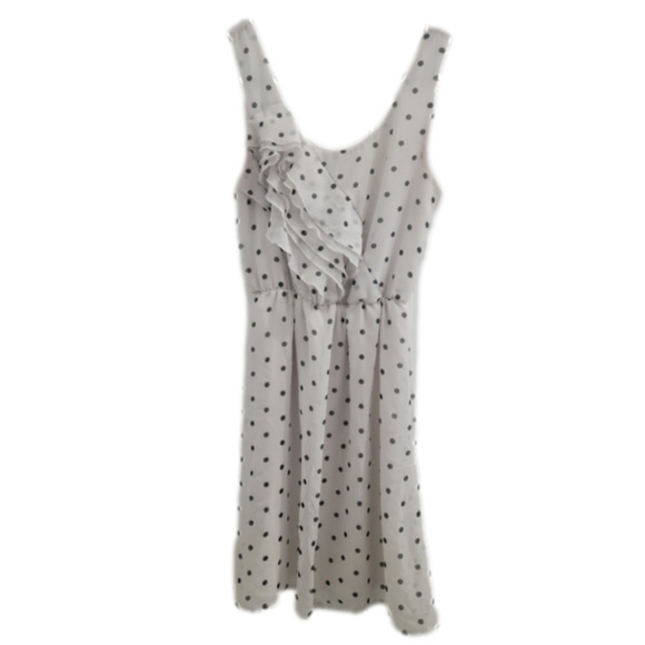 Socialite White with Black Polka Dot Ruffled Bodice Sleeveless Mini Dress - Picture 1 of 8